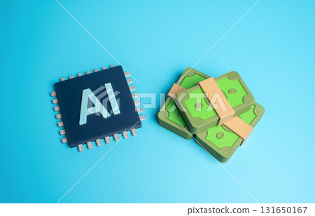 Record profits from AI chip sales. The AI industry is growing rapidly. Concept of global innovation, technological competition, and market expansion in semiconductors and artificial intelligence. Record profits from AI chip sales. The AI industry is growing rapidly. Concept of global innovation, technological competition, and market expansion in semiconductors and artificial intelligence. 131650167