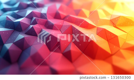 Colorful low poly abstract with geometric triangles and 3D faceted texture. Perfect for modern design, tech backgrounds, and branding visuals. 131650300