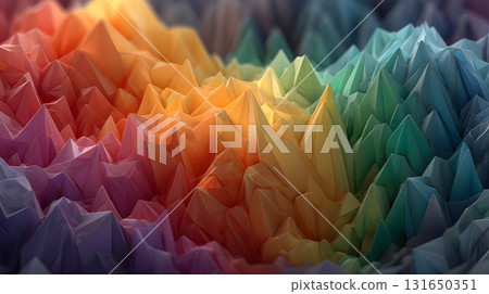 Colorful low poly abstract with geometric triangles and 3D faceted texture. Perfect for modern design, tech backgrounds, and branding visuals. Colorful low poly abstract with geometric triangles and 3D faceted texture. Perfect for modern design, tech backgrounds, and branding visuals. 131650351
