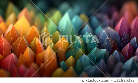 Colorful low poly abstract with geometric triangles and 3D faceted texture. Perfect for modern design, tech backgrounds, and branding visuals. 131650352