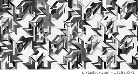 Geometric seamless 3d pattern, endless black and white vector regular background. Vector illustration. 131650571