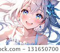 Beautiful girl illustration, off-the-shoulder, white hair 131650700