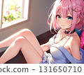 Beautiful girl illustration, off-the-shoulder, pink hair 131650710