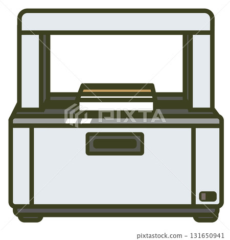 Illustration of a sealing machine that seals paper with a brown ribbon (up to A4 size) Illustration of a sealing machine that seals paper with a brown ribbon (up to A4 size) 131650941