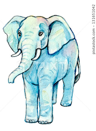 手繪水彩可愛的大象 131651042