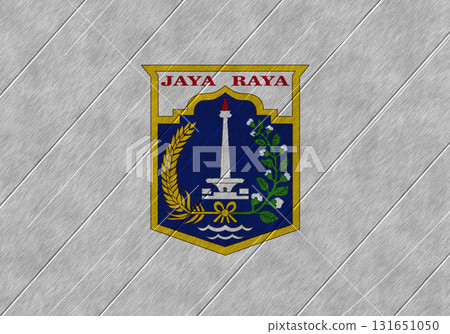 The official flag of Jakarta, the capital of Indonesia, on a wooden texture. Conceptual collage. Illustration 131651050