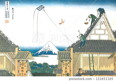 Katsushika Hokusai, Thirty-six Views of Mount Fuji #30, A Schematic Map of Mitsui Mise in Surugacho, Edo Katsushika Hokusai, Thirty-six Views of Mount Fuji #30, A Schematic Map of Mitsui Mise in Surugacho, Edo 131651105