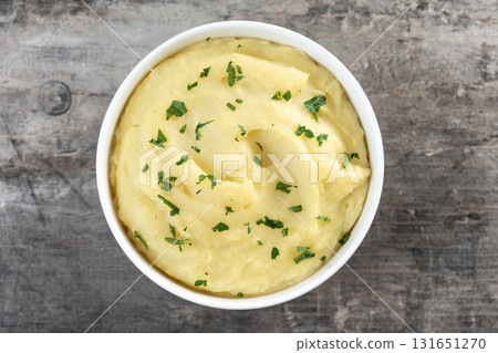 Mashed potatoes in white bowl Mashed potatoes in white bowl 131651270