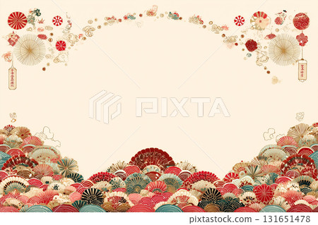 Frame Japanese style background material Japanese pattern New Year material 131651478