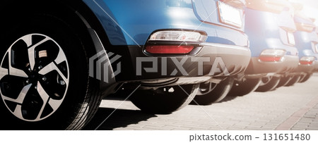 Blue business car with shiny front lights color bright Blue business car with shiny front lights color bright 131651480