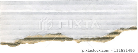 Ripped white piece of cardboard with jagged torn brown edge. Torn corrugated cardboard for mockup, background, packaging, creative crafting projects 131651496