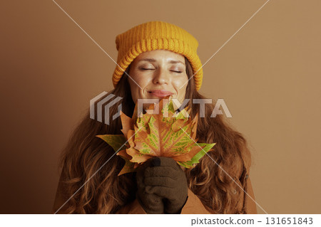 Peaceful Autumn Moment with Closed Eyes 131651843