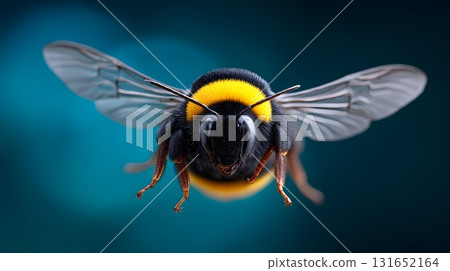 Close-up of a vibrant flying bumblebee in motion Close-up of a vibrant flying bumblebee in motion 131652164