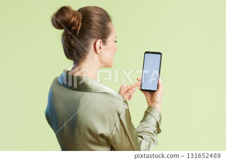 Woman Interacting with Smartphone 131652489