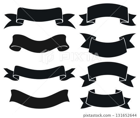SEO Title: Ribbon Banner Silhouette Set Vector. Vintage Label and Tag Collection for Text. SEO Title: Ribbon Banner Silhouette Set Vector. Vintage Label and Tag Collection for Text. 131652644