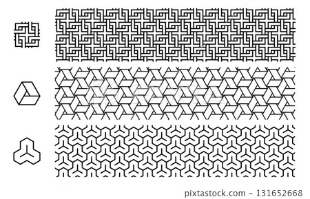 Japanese style geometric pattern set Japanese style geometric pattern set 131652668