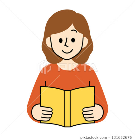 Flat illustration of a woman in casual clothes reading a book Flat illustration of a woman in casual clothes reading a book 131652676