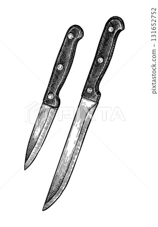 kitchen knives ink sketch. kitchen knives ink sketch. 131652752