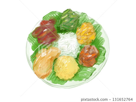 Colorful and delicious ethnic hand-drawn watercolor illustration of Sri Lankan curry Colorful and delicious ethnic hand-drawn watercolor illustration of Sri Lankan curry 131652764