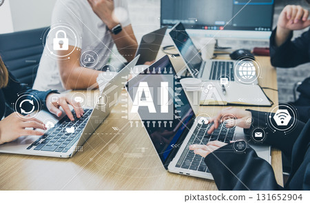 A team meeting for companies promoting the use of AI in business and the introduction of digital transformation A team meeting for companies promoting the use of AI in business and the introduction of digital transformation 131652904