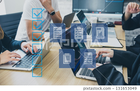 Concept image of task management and business improvement through DX promotion and digital workflow Concept image of task management and business improvement through DX promotion and digital workflow 131653049