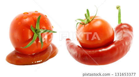 Set of fresh red tomatoes isolated on transparent background 131653377