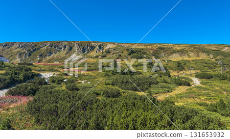 Mountain view of the Rila Mountains in Bulgaria. Seven Rila Lake hike. Eco trails. Connection with nature. 131653932