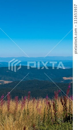 Mountain view of the Rila Mountains in Bulgaria. Seven Rila Lake hike. Eco trails. Connection with nature. 131653937