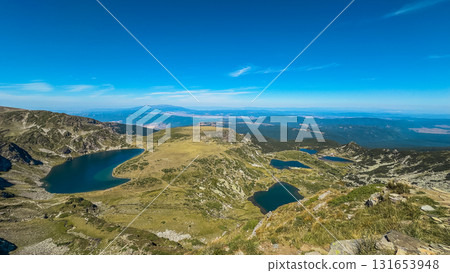 Mountain view of the Rila Mountains in Bulgaria. Seven Rila Lake hike. Eco trails. Connection with nature. 131653948