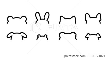 dog vector cat kitten french bulldog rabbit polar bear pet cartoon character head line animal icon puppy doodle symbol illustration isolated design 131654071