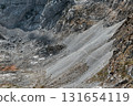 Narrow Pathway on Scree Slope in Albanian Alps 131654119