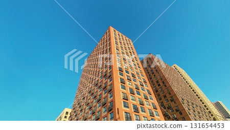 Architecture and real estate, modern residential apartment building with large panoramic windows Architecture and real estate, modern residential apartment building with large panoramic windows 131654453