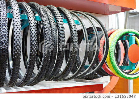 Bicycle tires in store 131655047