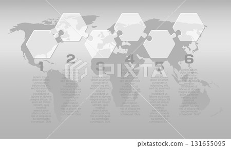 Six steps line infographic, puzzle diagram Six steps line infographic, puzzle diagram 131655095