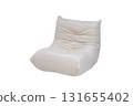 Contemporary beige modular armchair on a white background. Comfortable, luxury interior design furniture 131655402