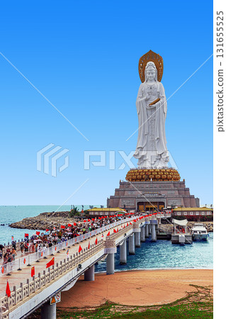 The Guanyin statue on Hainan Island, China. A majestic Buddhist monument by the sea 131655525