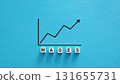 Rising chart with the word wages. Income growth. 131655731
