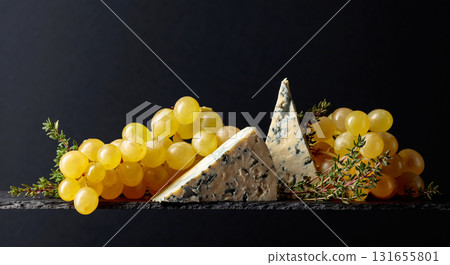 Grapes with blue cheese and thyme. Grapes with blue cheese and thyme. 131655801