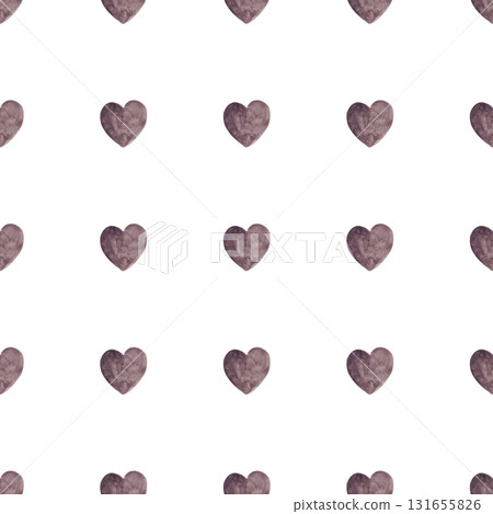 Brown watercolor hearts. Simple seamless pattern. Hearts background 131655826