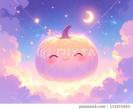 吉祥物南瓜漂浮的美妙夜晚 吉祥物南瓜漂浮的美妙夜晚 131655843