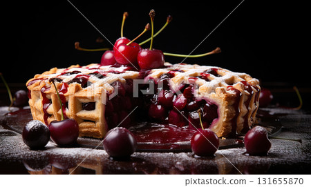 Luscious Cherry Pie with Fresh Juicy Cherries 131655870