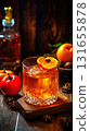 Cozy Winter Old Fashioned with Fresh Persimmon 131655878