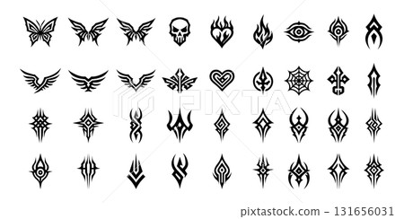 Collection of tribal tattoo symbol designs Collection of tribal tattoo symbol designs 131656031