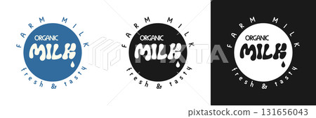 Infographics displaying logos that emphasize the values of organic milk. The logos showcase freshness and eco-friendliness, highlighting the connection to sustainable farming practices. Infographics displaying logos that emphasize the values of organic milk. The logos showcase freshness and eco-friendliness, highlighting the connection to sustainable farming practices. 131656043