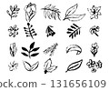 Set of hand drawn floral vector doodles doodles. 131656109