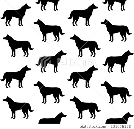 Vector seamless pattern of husky dog silhouette 131656138