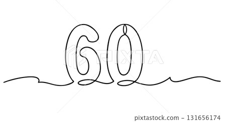 Modern one line drawing of number 60 131656174