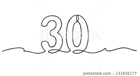 Modern continuous line art of number 30 Modern continuous line art of number 30 131656177