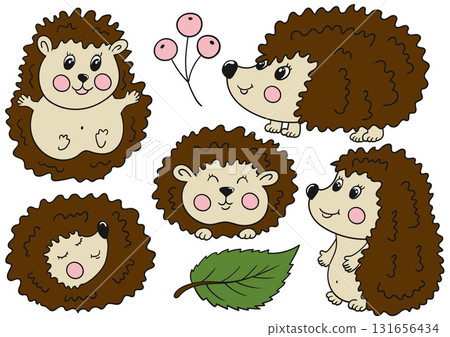 Set of illustrations for postcards, flyers, banners 131656434