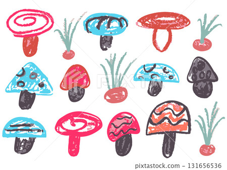 Children's drawing with wax crayons, pastels 131656536